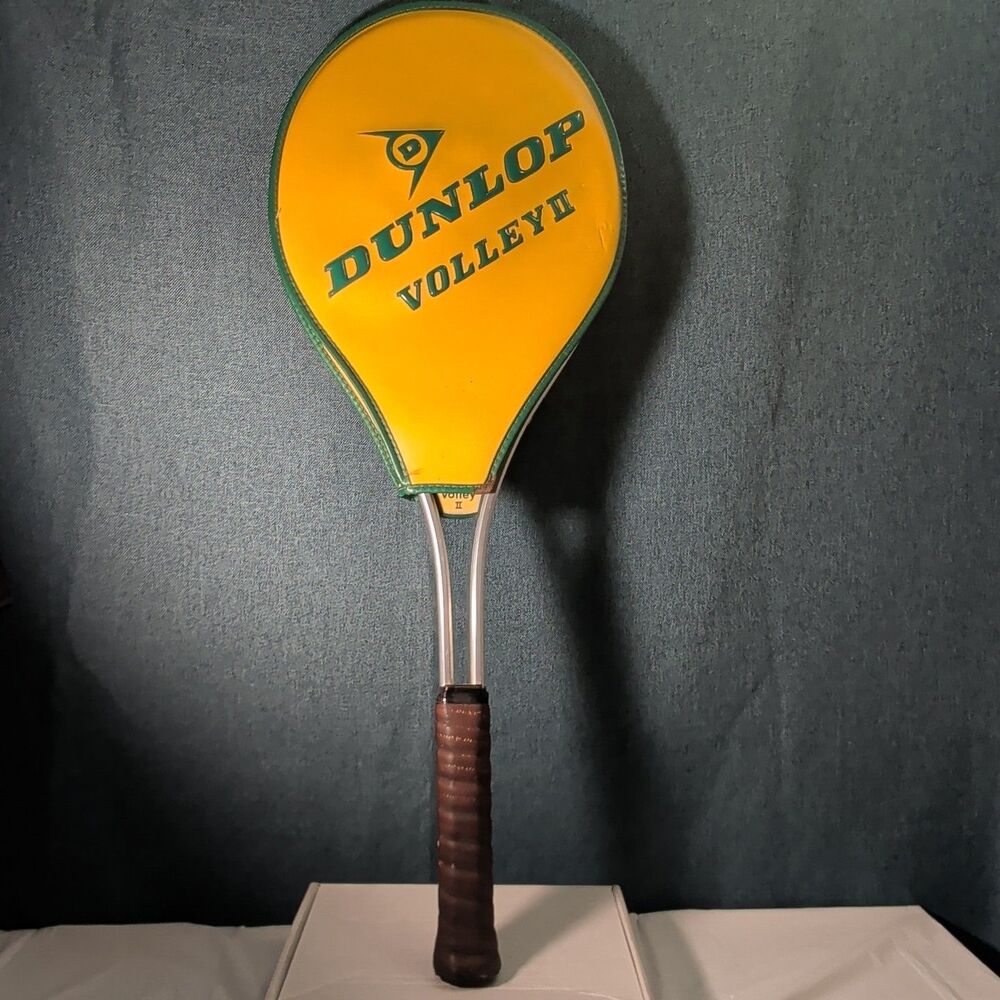 Vintage Dunlop Volley II Aluminum Tennis Racquet 4 5/8 L Made in USA With Cover